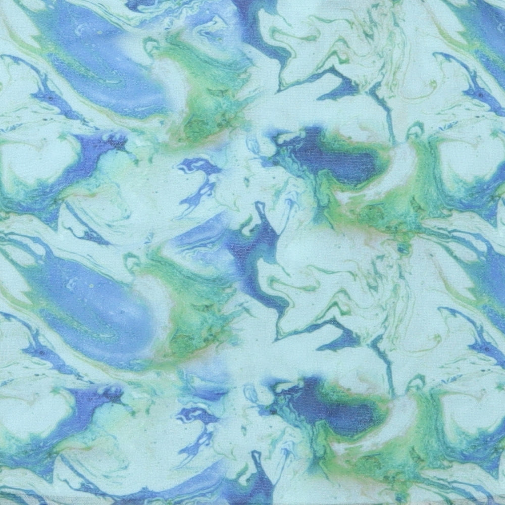 Urban Outfitters Womens Blue Nylon A-Line Skirt Size S - Marble Effect Lettuce Hem
