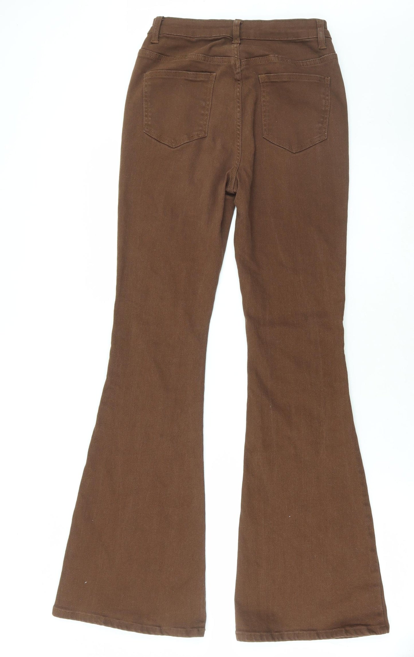 SheIn Womens Brown Cotton Flared Jeans Size S L32 in Regular Zip