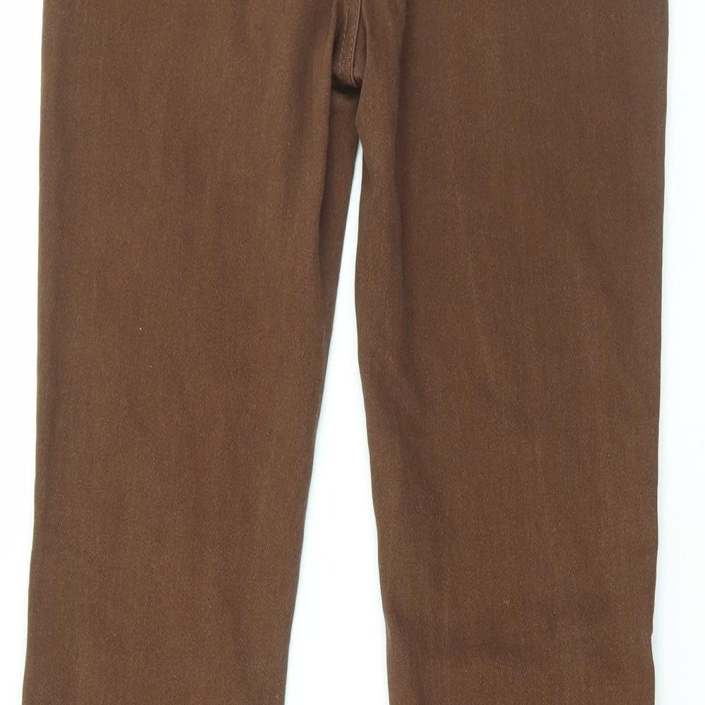 SheIn Womens Brown Cotton Flared Jeans Size S L32 in Regular Zip