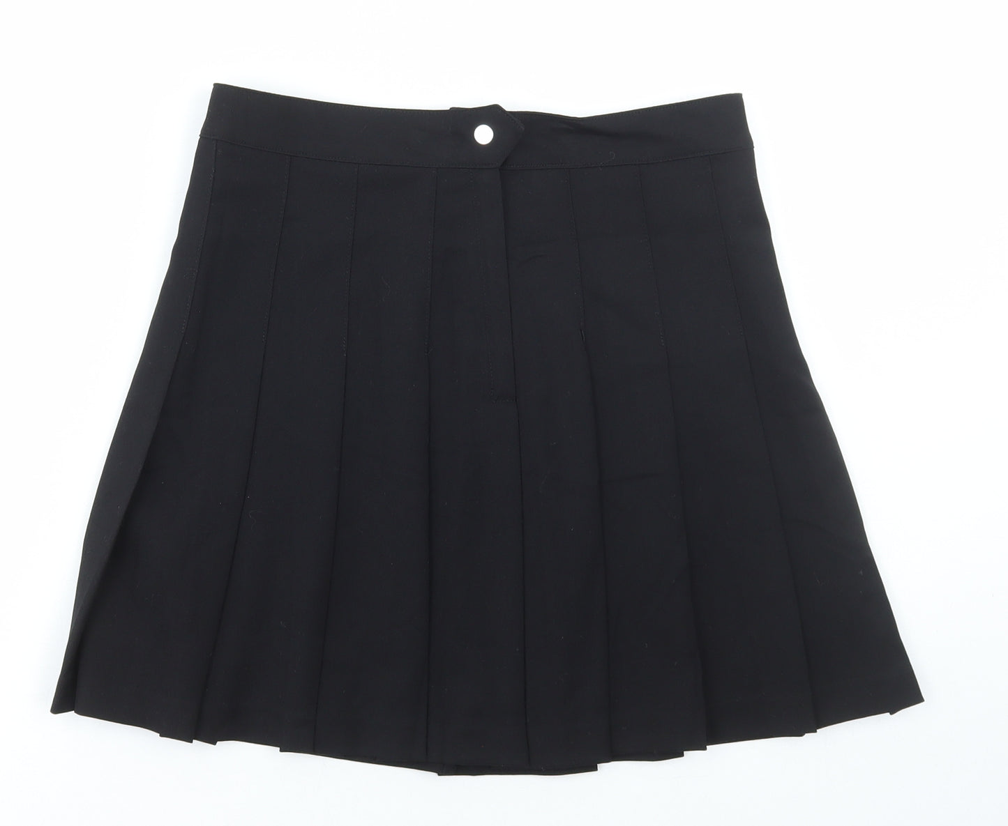 H&M Womens Black Polyester Pleated Skirt Size 10 Button
