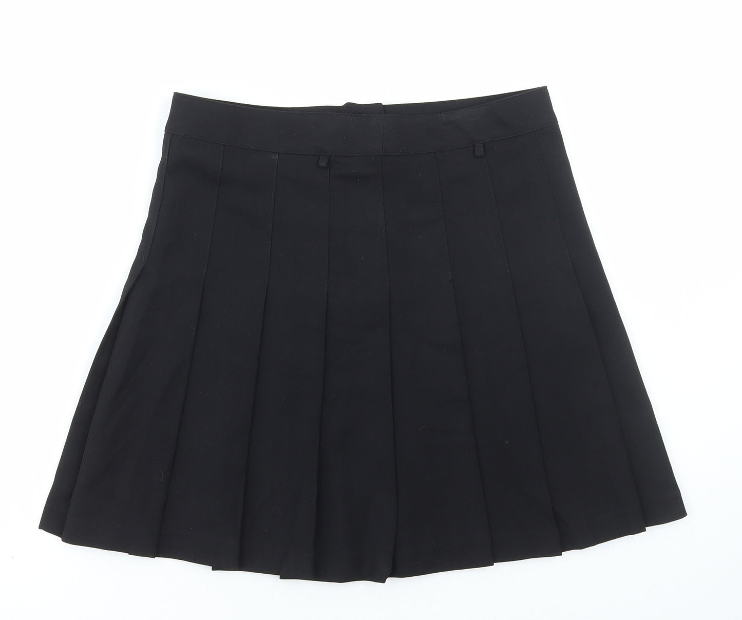 H&M Womens Black Polyester Pleated Skirt Size 10 Button