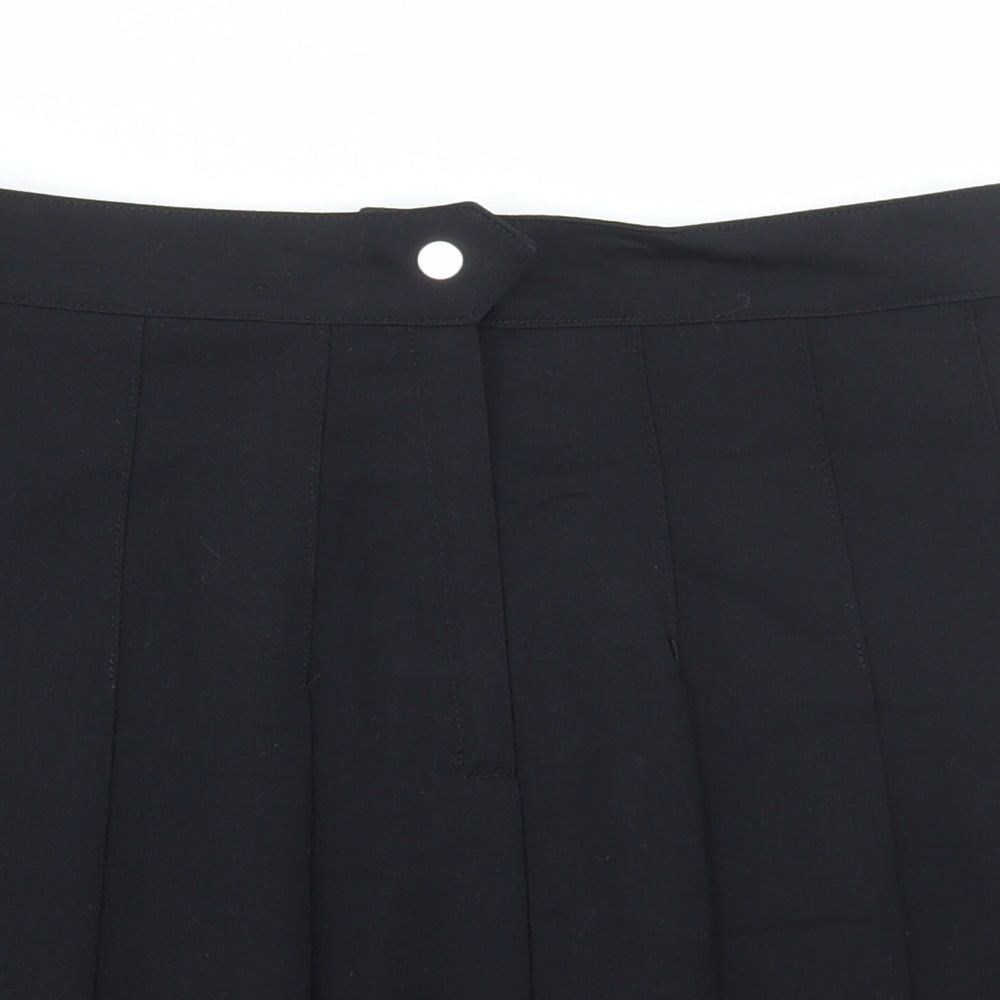 H&M Womens Black Polyester Pleated Skirt Size 10 Button