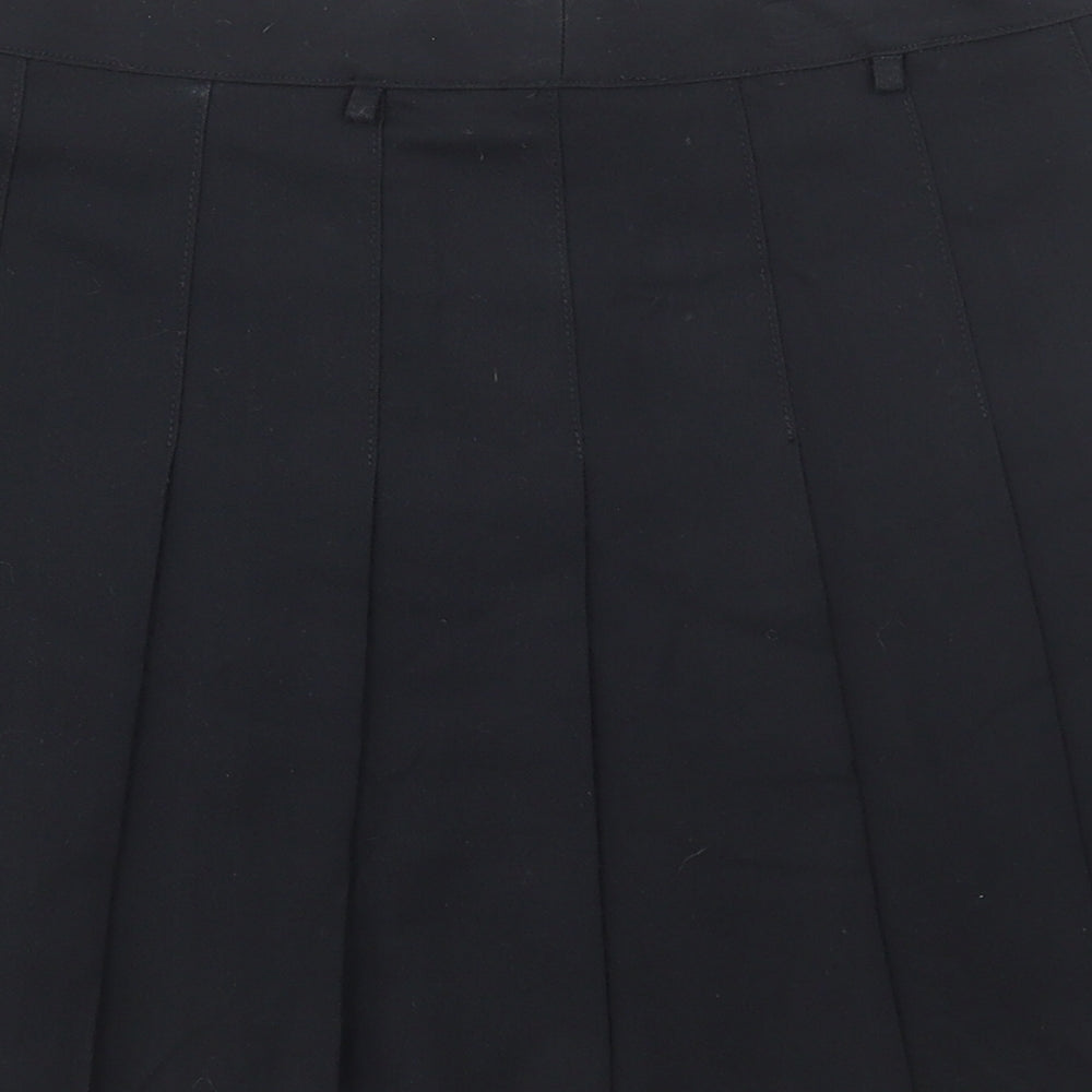 H&M Womens Black Polyester Pleated Skirt Size 10 Button