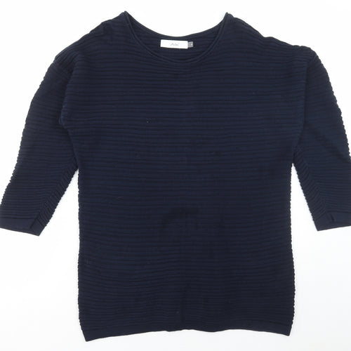 Adini Womens Blue Scoop Neck Cotton Pullover Jumper Size S