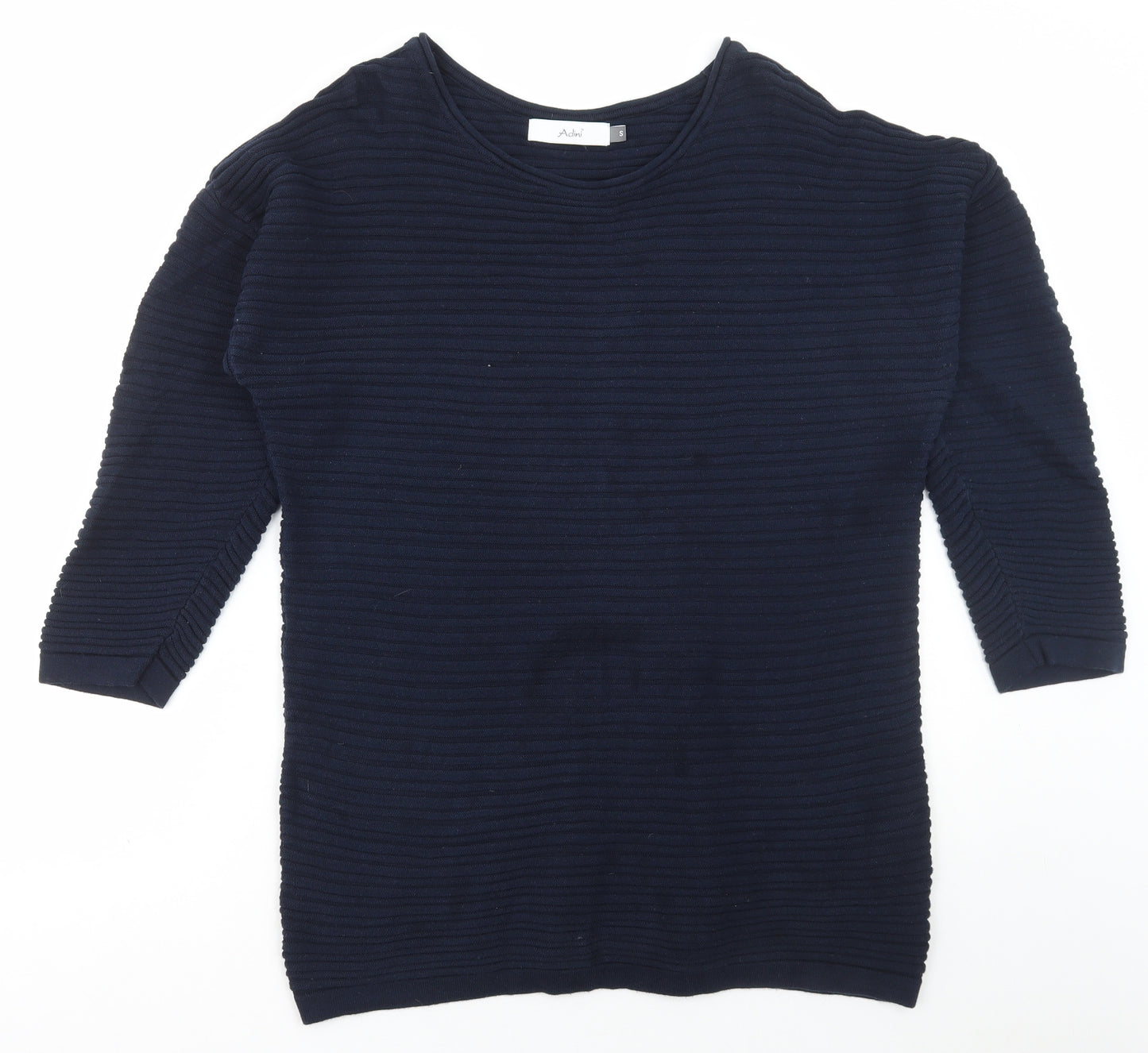 Adini Womens Blue Scoop Neck Cotton Pullover Jumper Size S
