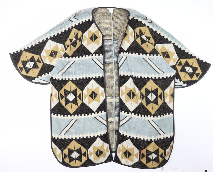 H&M Womens Multicoloured V-Neck Geometric Acrylic Cardigan Jumper Size 12