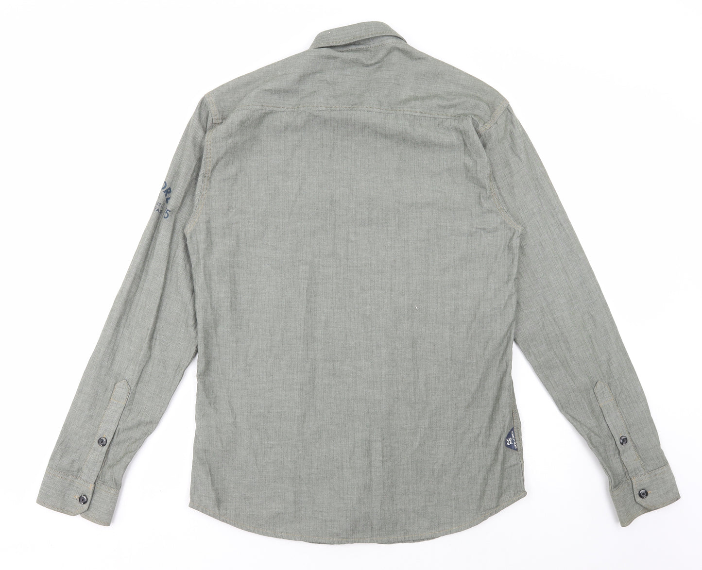 JACK & JONES Mens Green Cotton Button-Up Size L Collared Button