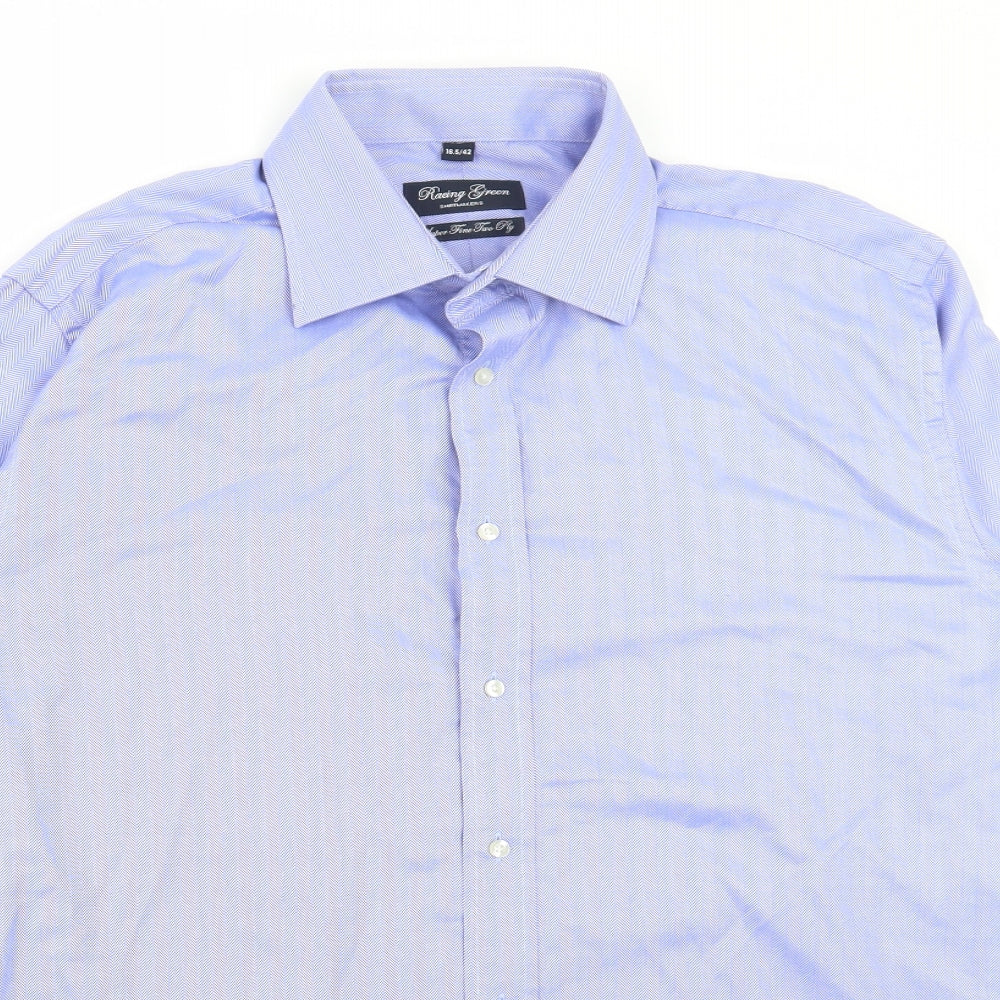 Racing Green Mens Black Cotton Dress Shirt Size 16.5 Collared Button