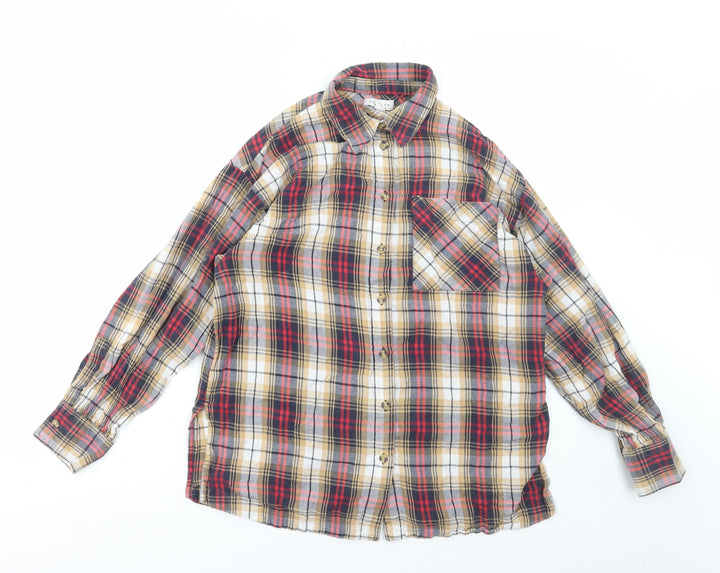 Topman Womens Brown Plaid Cotton Basic Button-Up Size S Collared