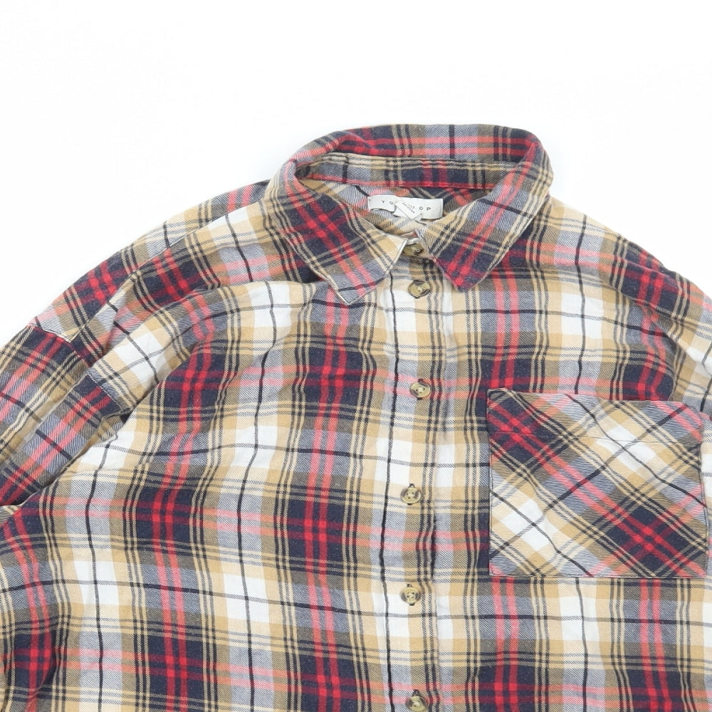 Topman Womens Brown Plaid Cotton Basic Button-Up Size S Collared