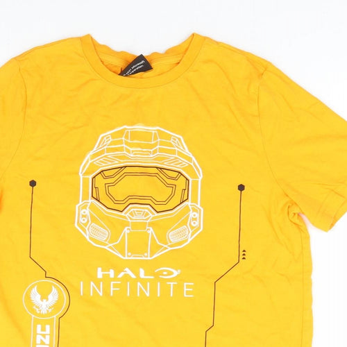 F&F Boys Orange 100% Cotton Basic T-Shirt Size 10-11 Years Crew Neck Pullover - Halo