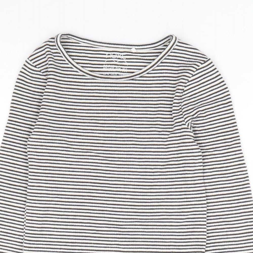 NEXT Girls Black Striped Cotton Jersey T-Shirt Size 9 Years Round Neck Pullover