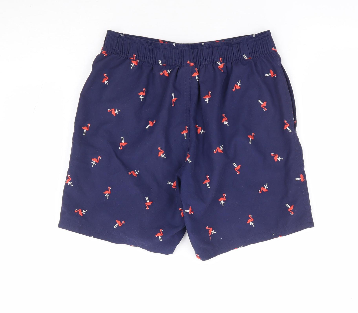 Marks and Spencer Boys Blue Geometric Polyester Sweat Shorts Size 10-11 Years Regular Snap - Flamingo
