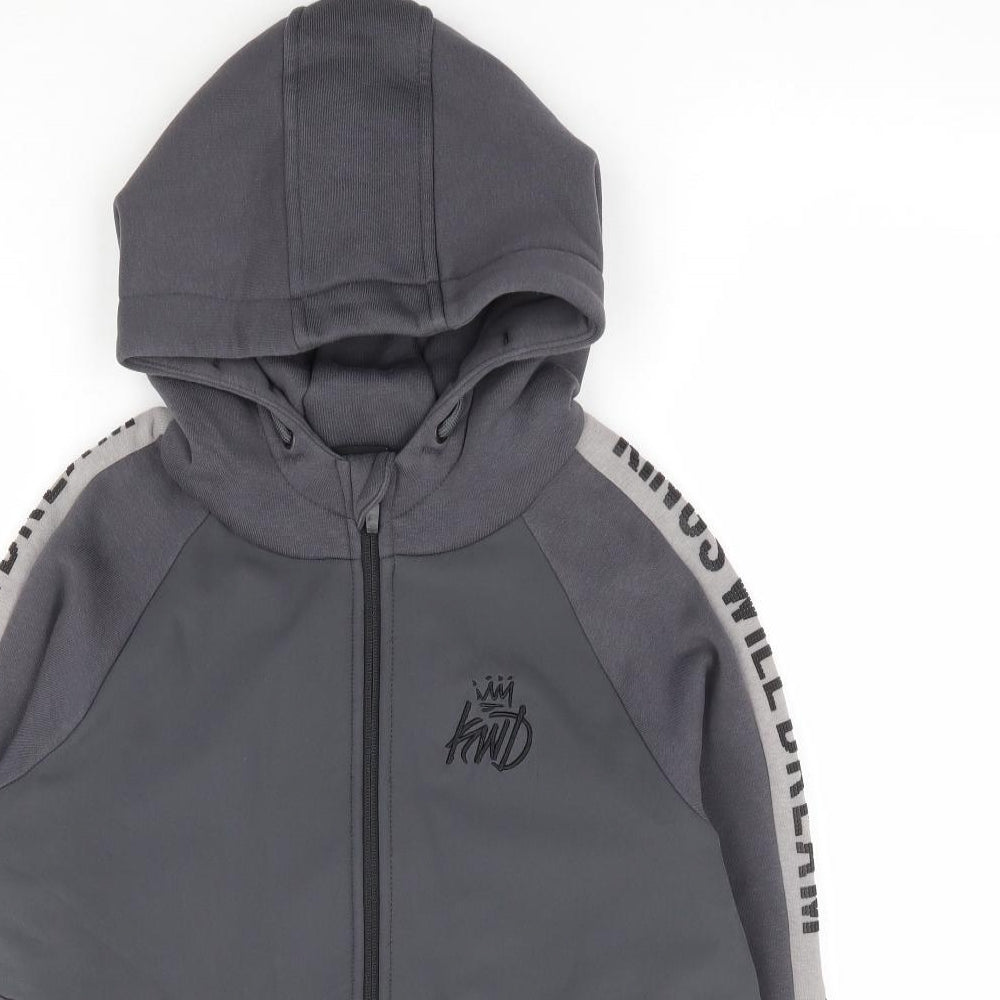 Kings Will Dream Boys Grey Cotton Full Zip Hoodie Size 10 Years Zip