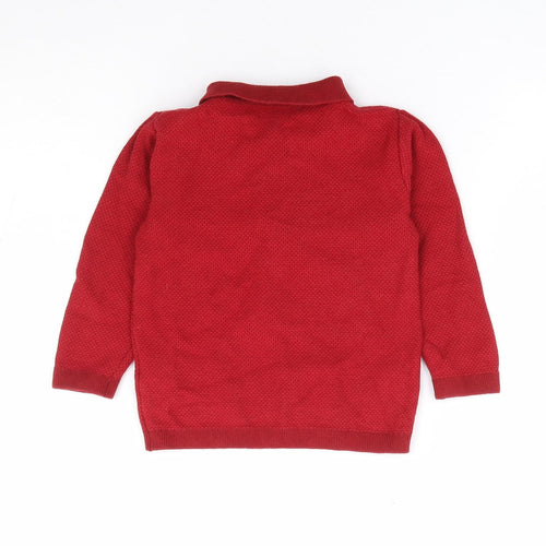NEXT Boys Red 100% Cotton Jersey Polo Size 12-18 Months Collared Pullover - Dinosaur