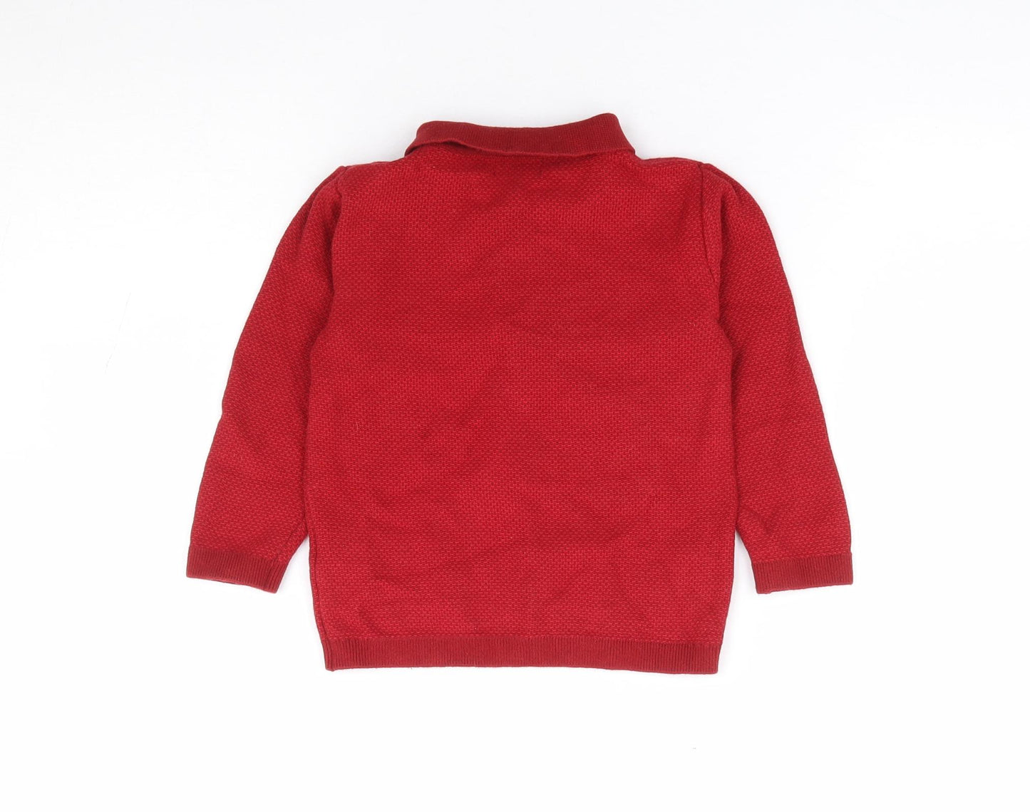 NEXT Boys Red 100% Cotton Jersey Polo Size 12-18 Months Collared Pullover - Dinosaur