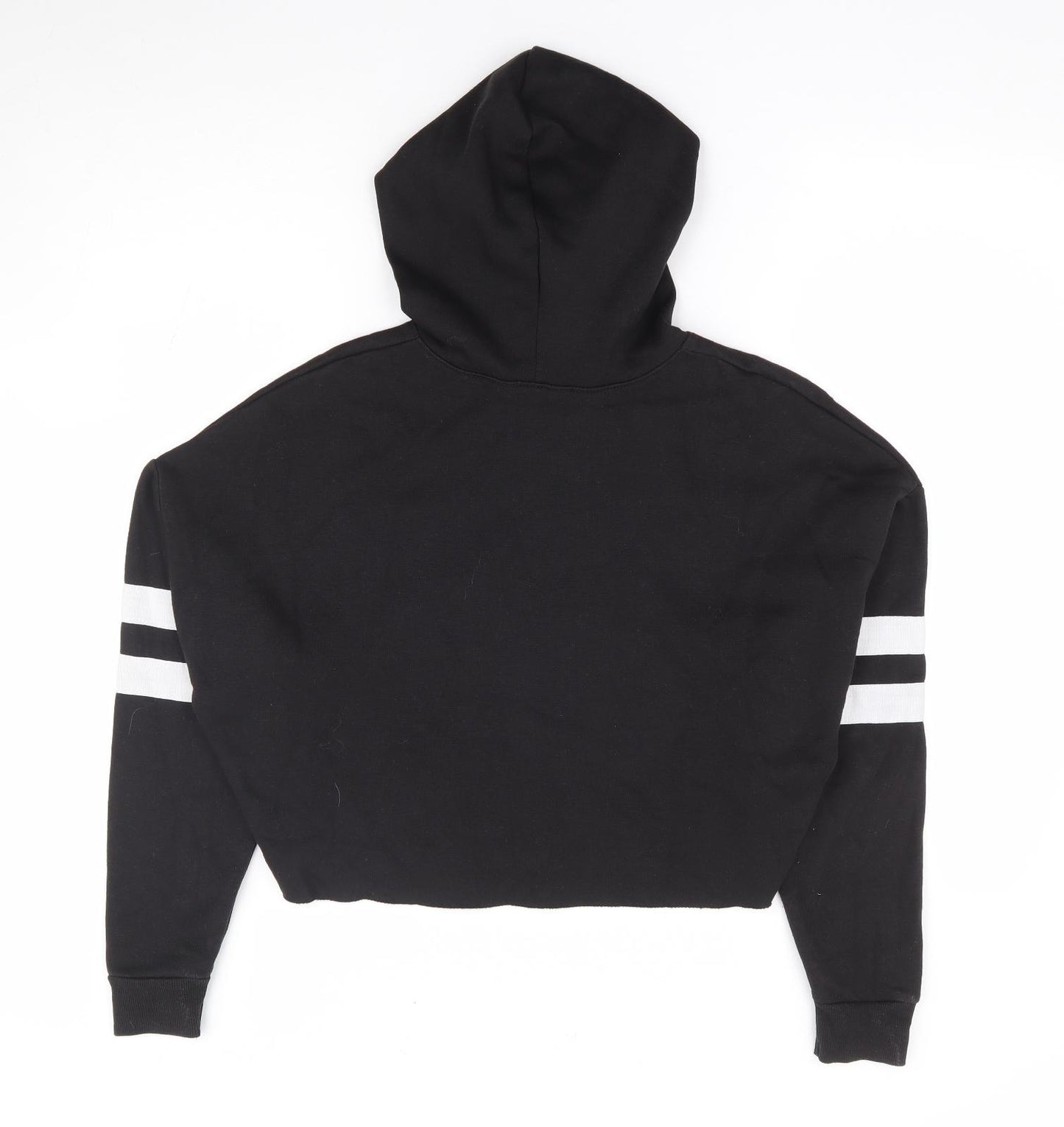 New Look Girls Black Polyester Pullover Hoodie Size 12-13 Years Pullover - Ohio Midwestern, Cropped