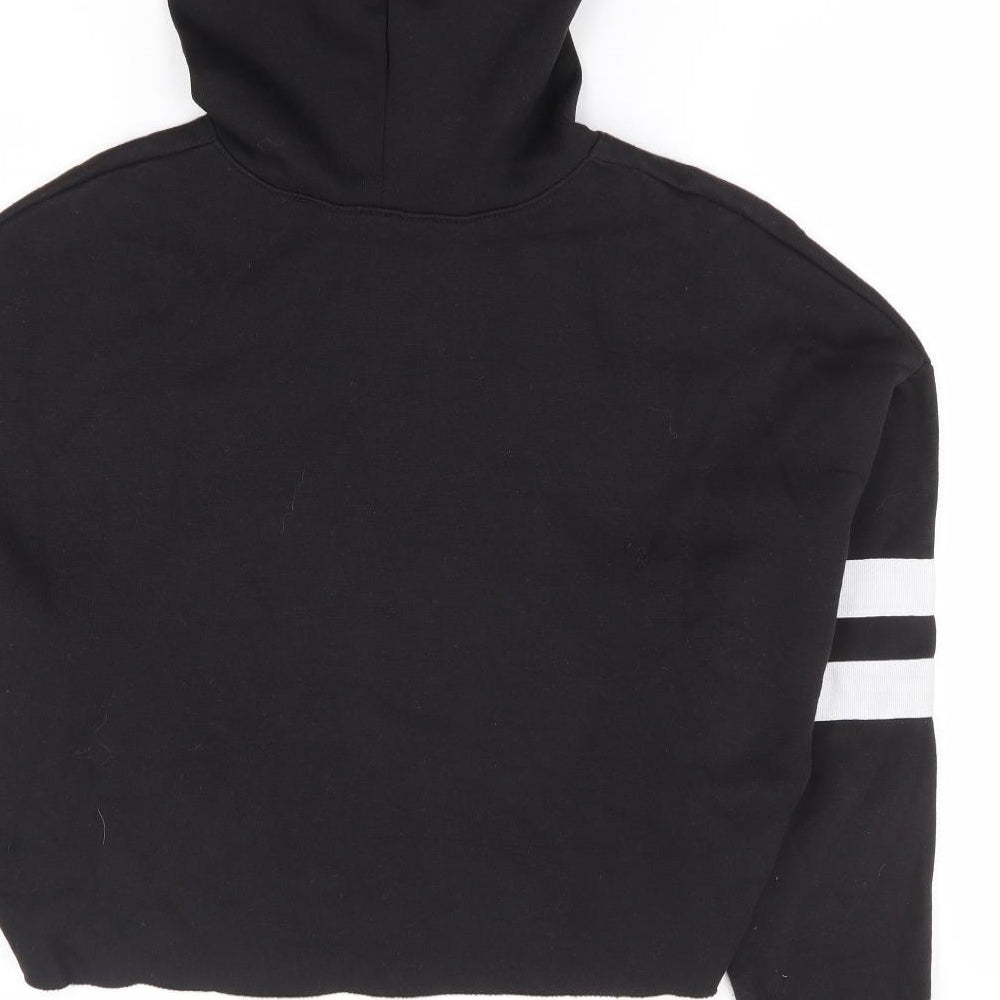 New Look Girls Black Polyester Pullover Hoodie Size 12-13 Years Pullover - Ohio Midwestern, Cropped