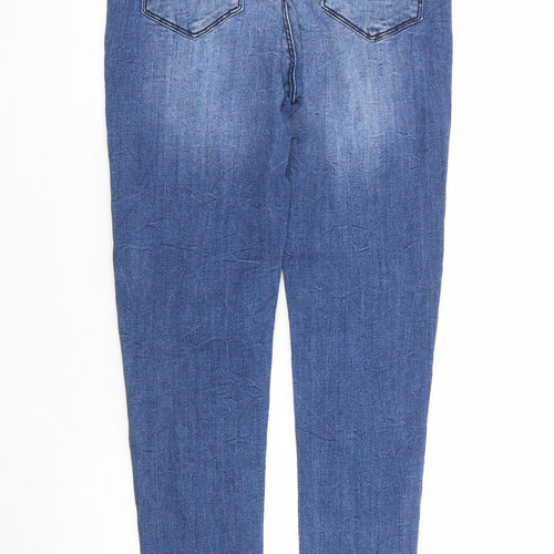 Matalan Girls Blue Cotton Skinny Jeans Size 13 Years Regular Zip - Distressed Denim
