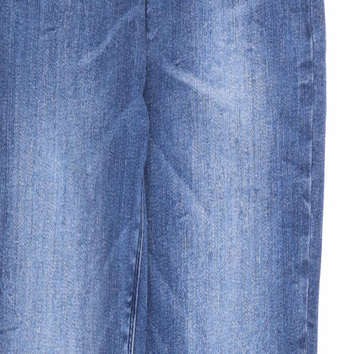 Matalan Girls Blue Cotton Skinny Jeans Size 13 Years Regular Zip - Distressed Denim