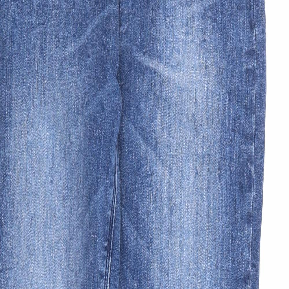 Matalan Girls Blue Cotton Skinny Jeans Size 13 Years Regular Zip - Distressed Denim