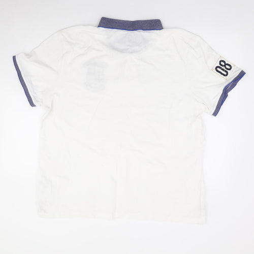 Duffer of St. George Mens White Cotton Polo Size XL Collared Pullover