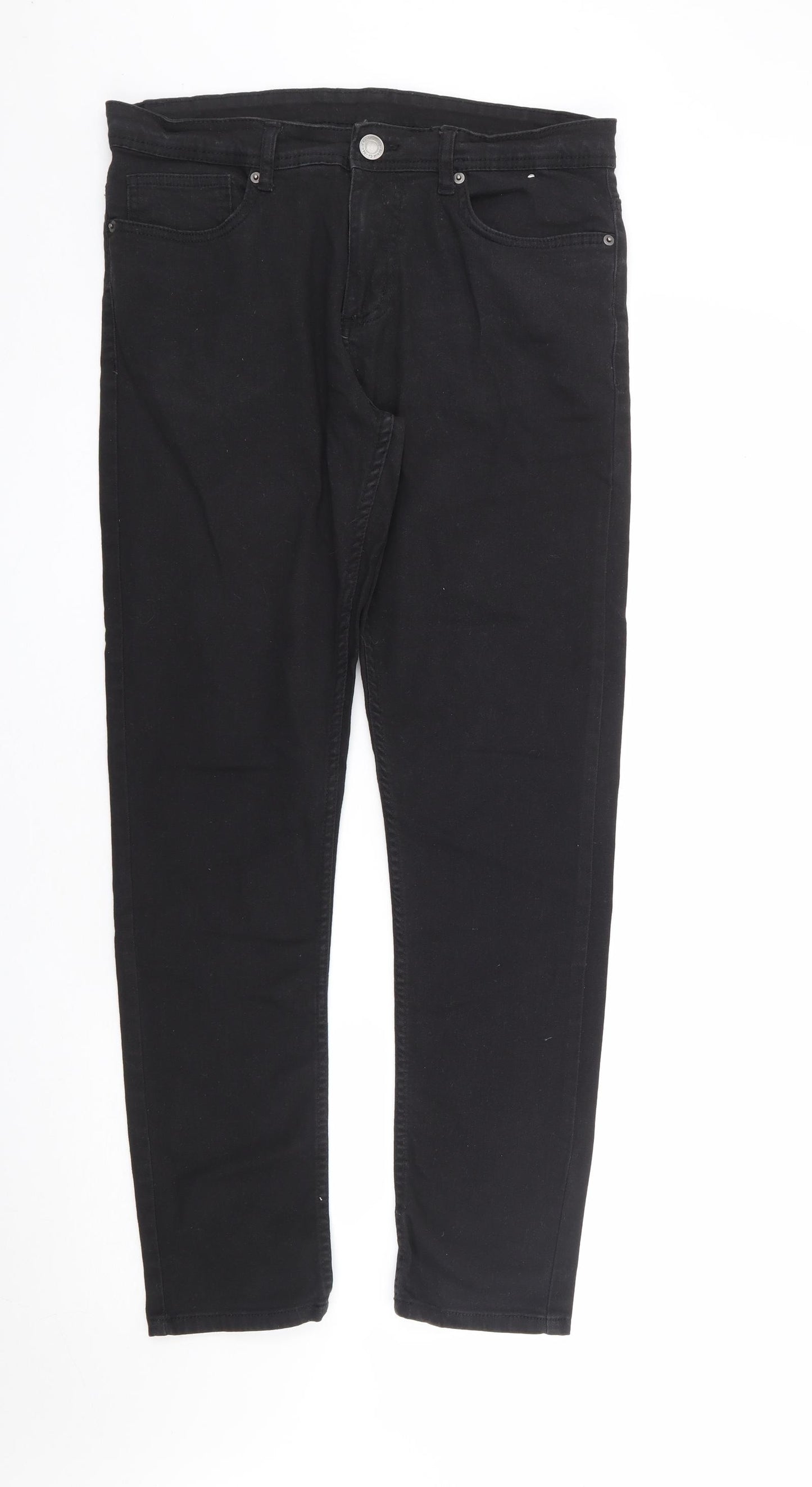 Primark Mens Black Cotton Skinny Jeans Size 34 in L31 in Regular Zip