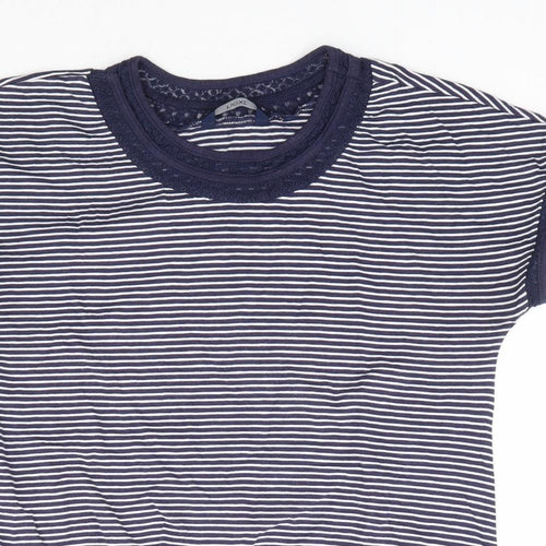 NEXT Womens Blue Striped 100% Cotton Jersey T-Shirt Size 10 Round Neck