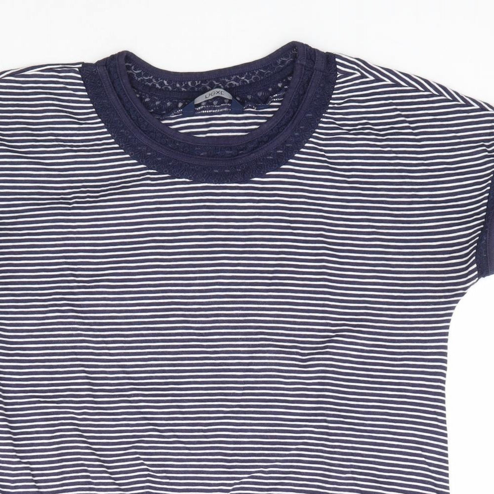 NEXT Womens Blue Striped 100% Cotton Jersey T-Shirt Size 10 Round Neck