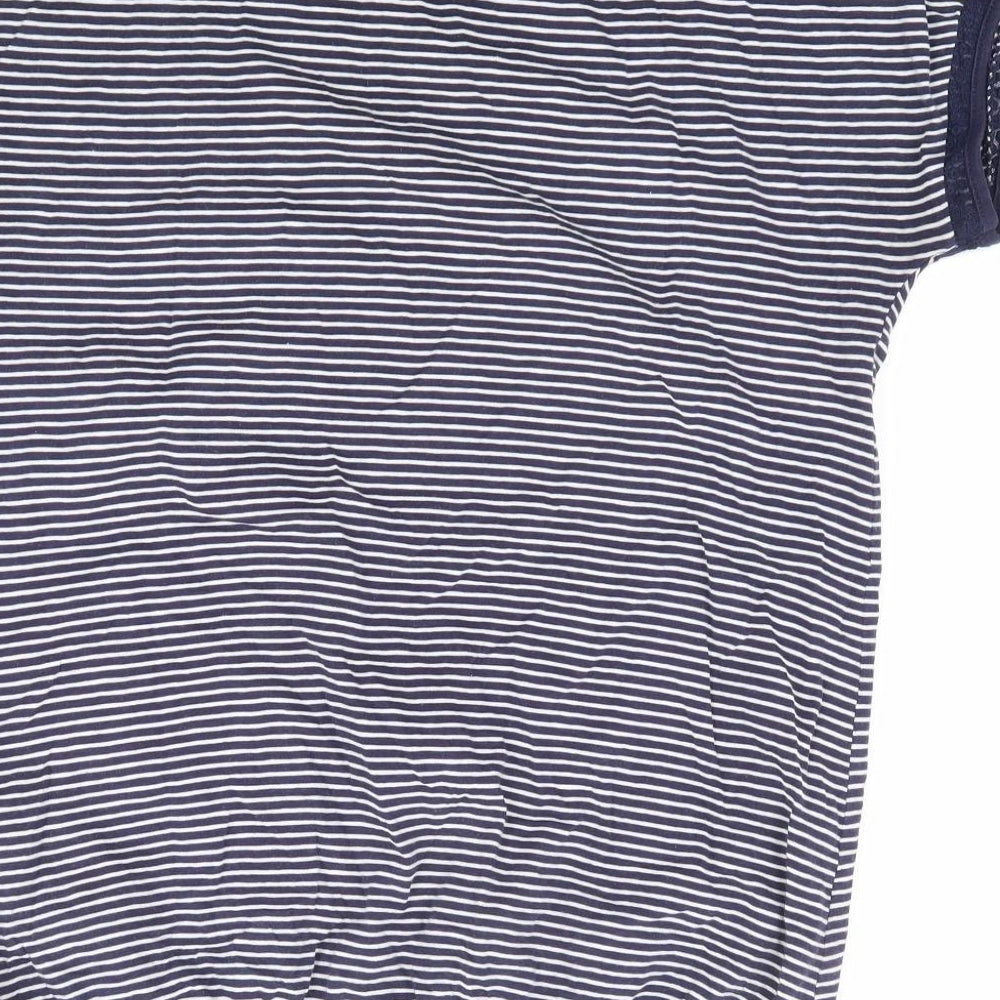 NEXT Womens Blue Striped 100% Cotton Jersey T-Shirt Size 10 Round Neck