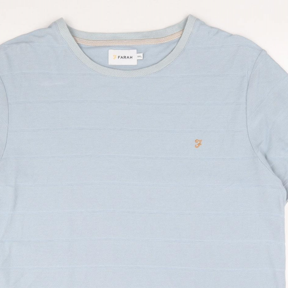Farah Mens Blue Cotton T-Shirt Size 2XL Round Neck