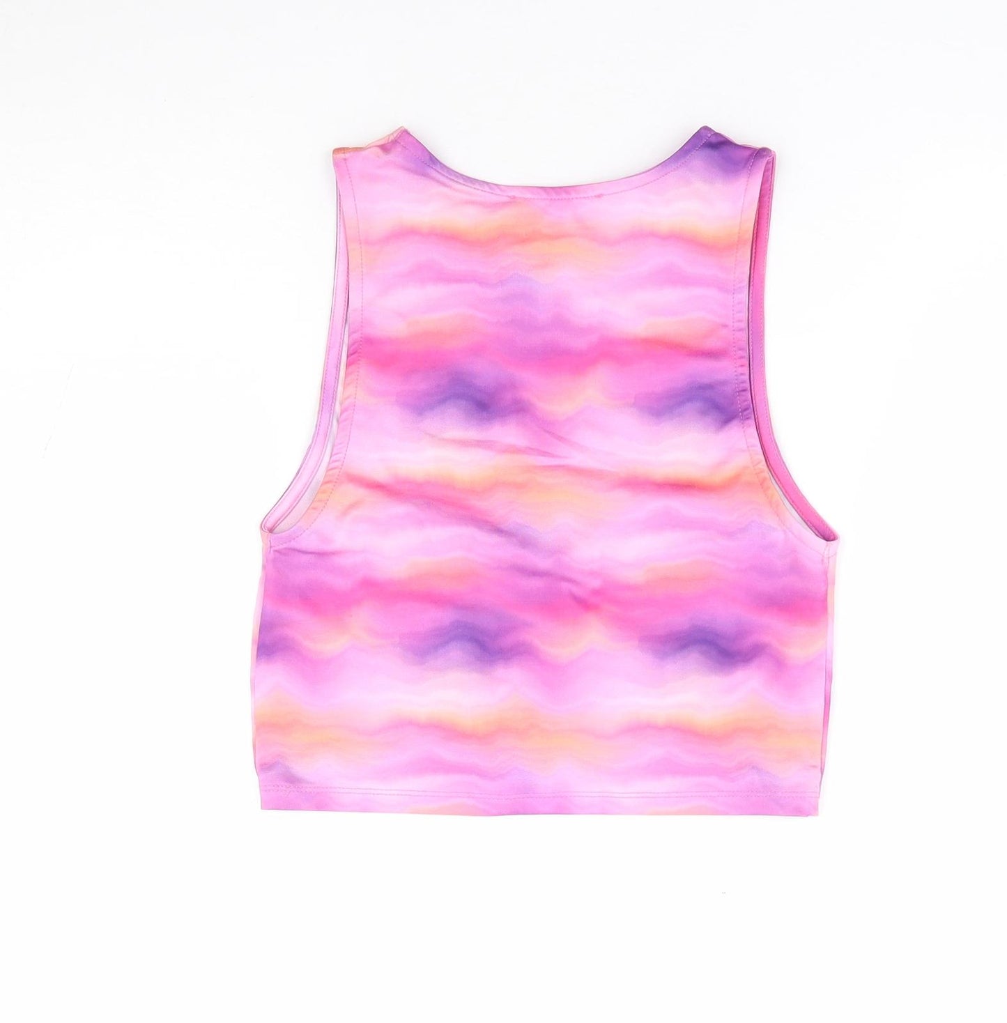Primark Womens Multicoloured Geometric Polyester Cropped Tank Size 6 Round Neck - Tie Dye Cut Out