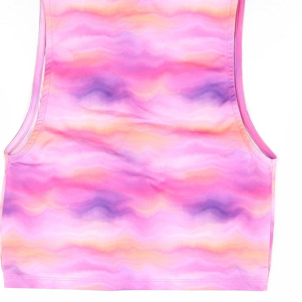 Primark Womens Multicoloured Geometric Polyester Cropped Tank Size 6 Round Neck - Tie Dye Cut Out