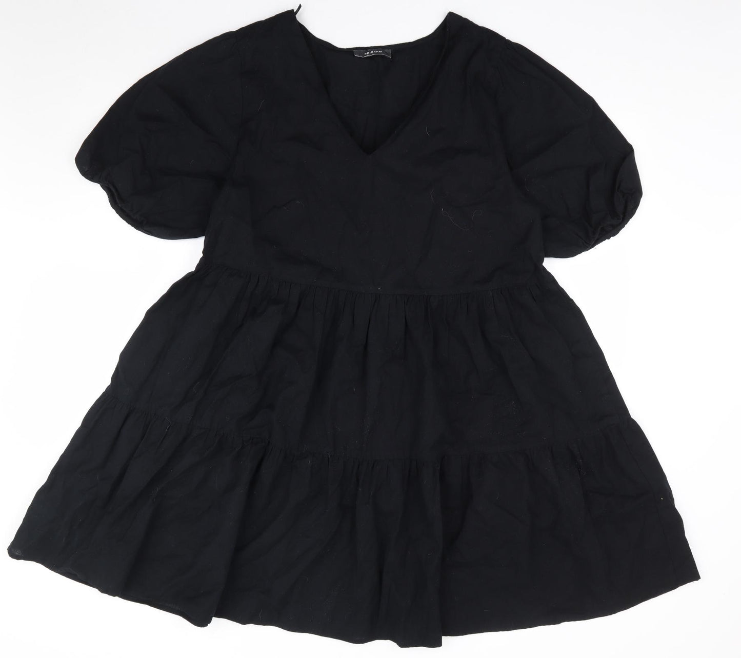 Primark Womens Black Cotton Fit & Flare Size 18 V-Neck Pullover