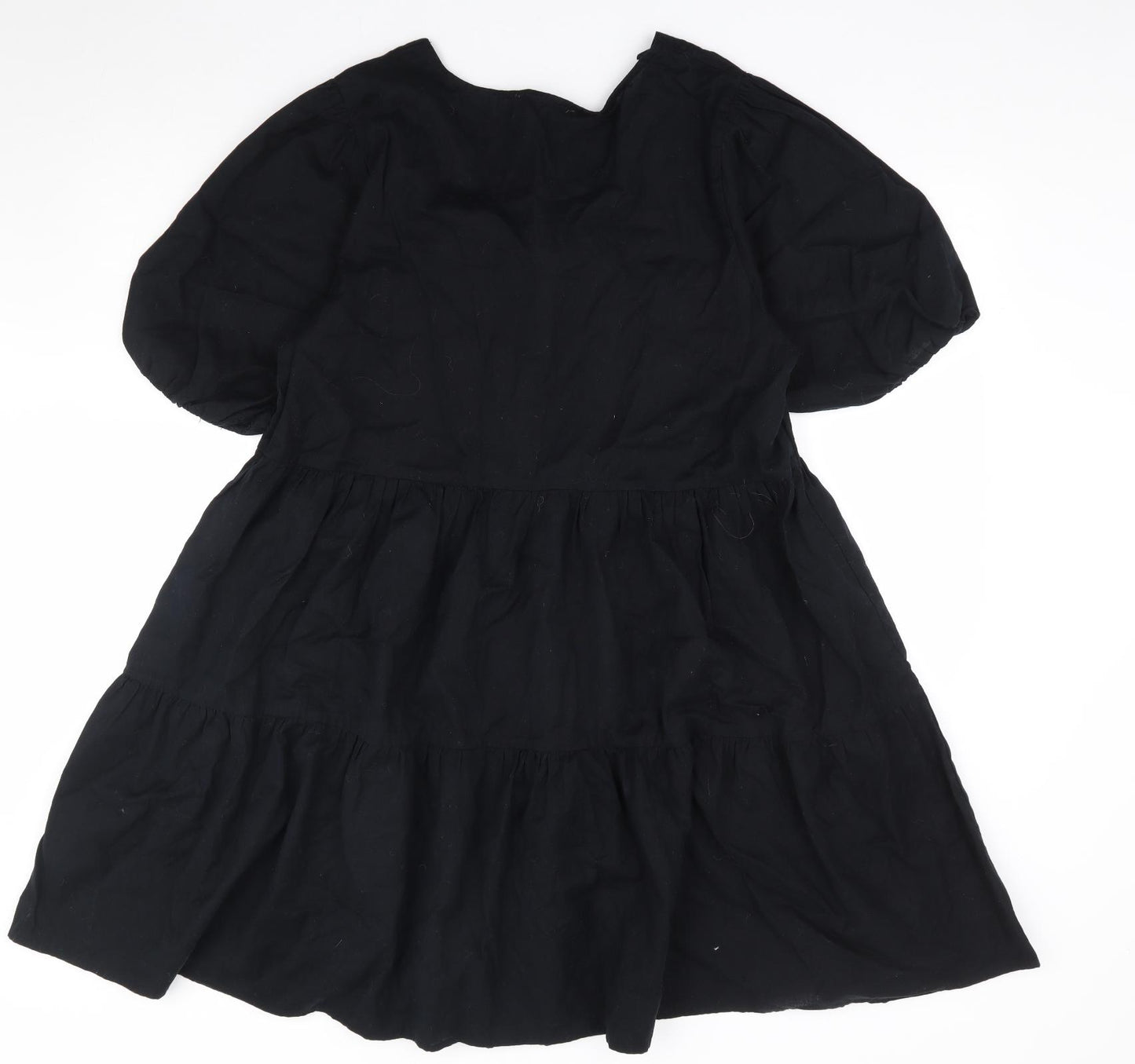 Primark Womens Black Cotton Fit & Flare Size 18 V-Neck Pullover