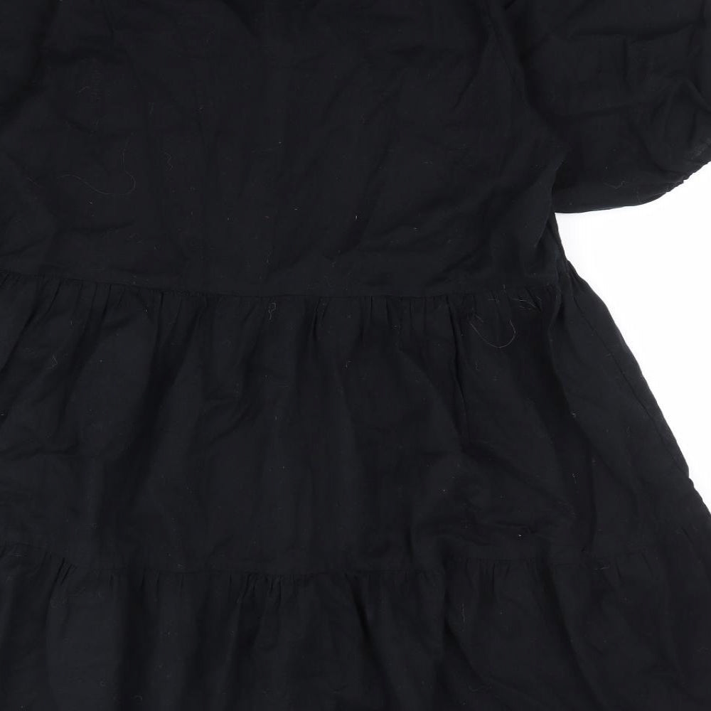 Primark Womens Black Cotton Fit & Flare Size 18 V-Neck Pullover