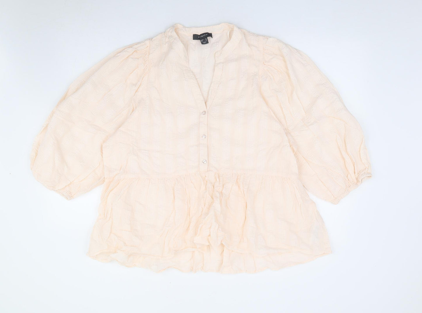 Primark Womens Pink 100% Cotton Jersey Blouse Size 16 V-Neck