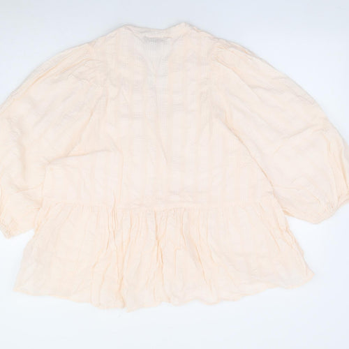 Primark Womens Pink 100% Cotton Jersey Blouse Size 16 V-Neck