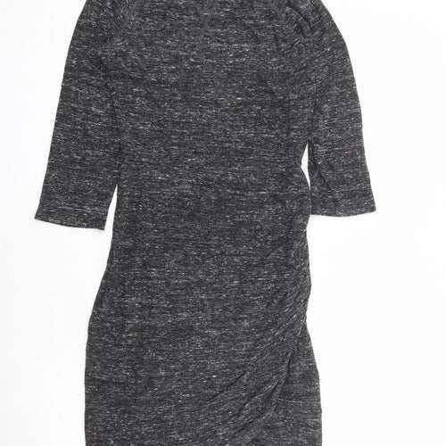 Zara Womens Grey Viscose Bodycon Size S Round Neck Pullover
