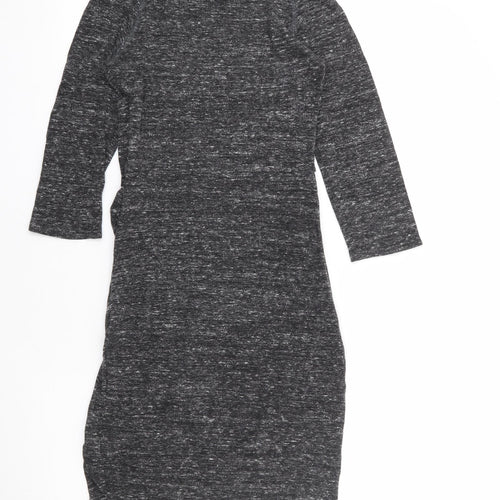 Zara Womens Grey Viscose Bodycon Size S Round Neck Pullover