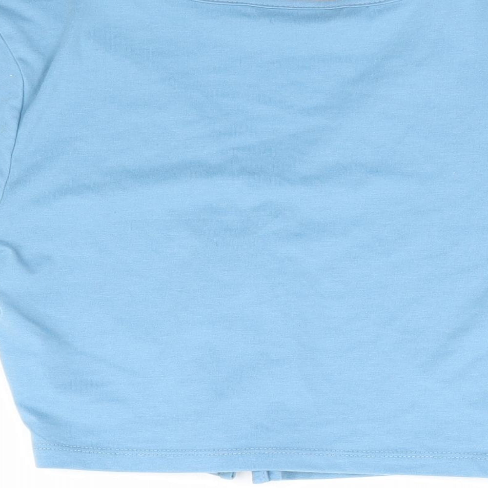 SheIn Womens Blue Polyester Cropped T-Shirt Size 6 V-Neck