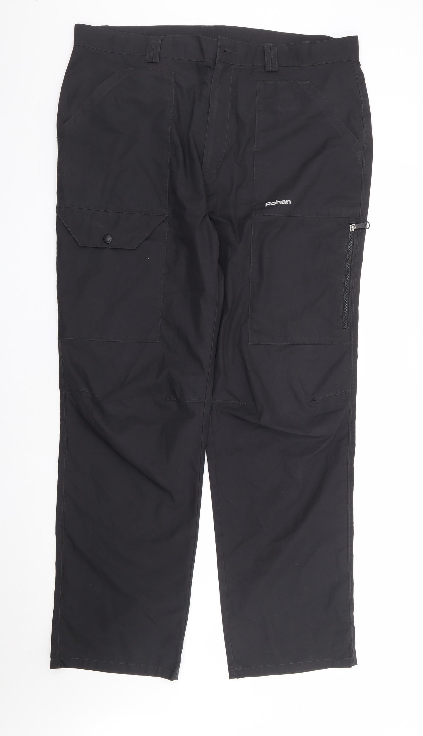 Rohan Mens Black Polyester Trousers Size 38 in L32 in Regular Zip - Workwear