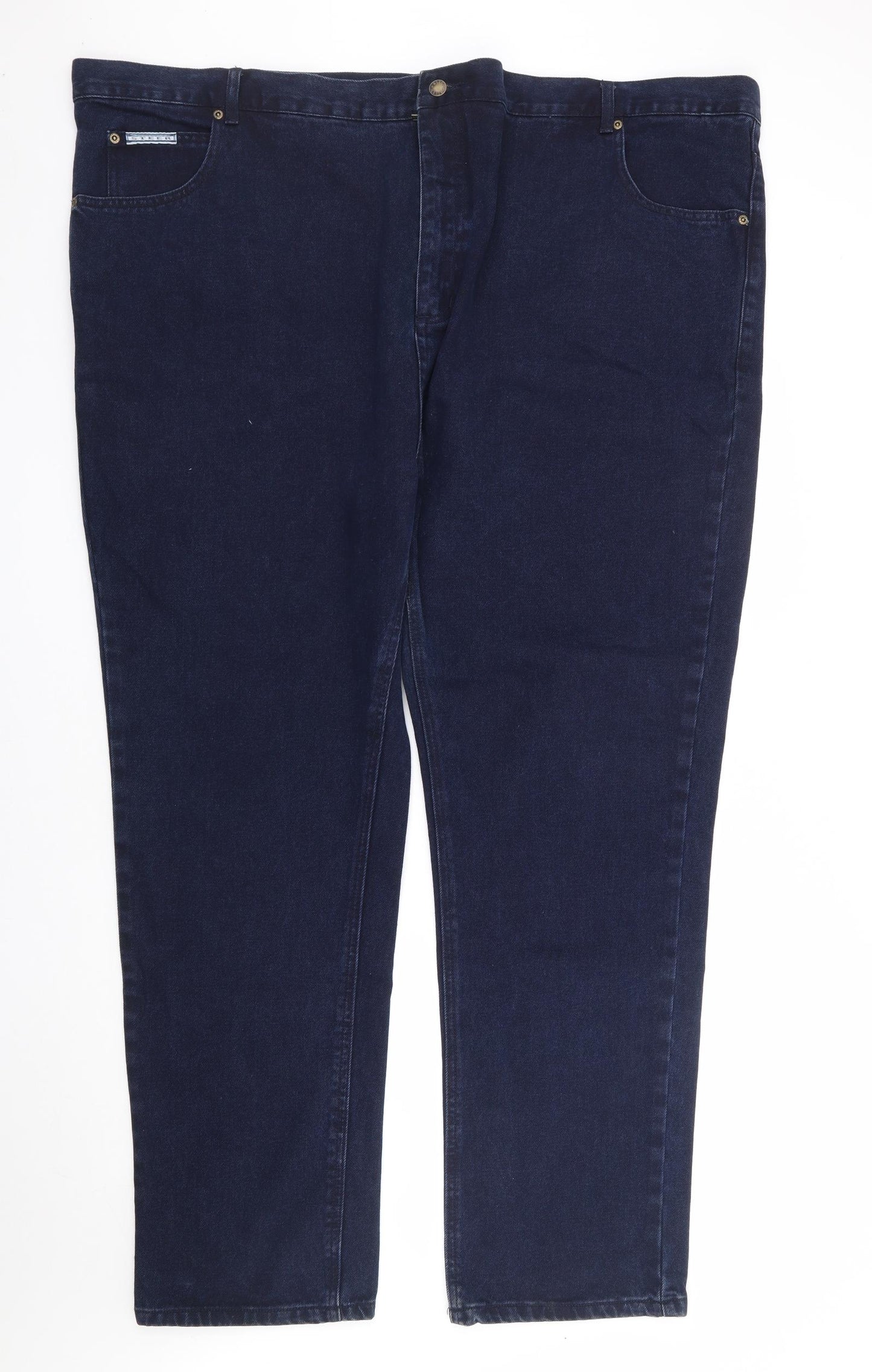 Steer Mens Blue Cotton Straight Jeans Size 52 in L32 in Regular Zip