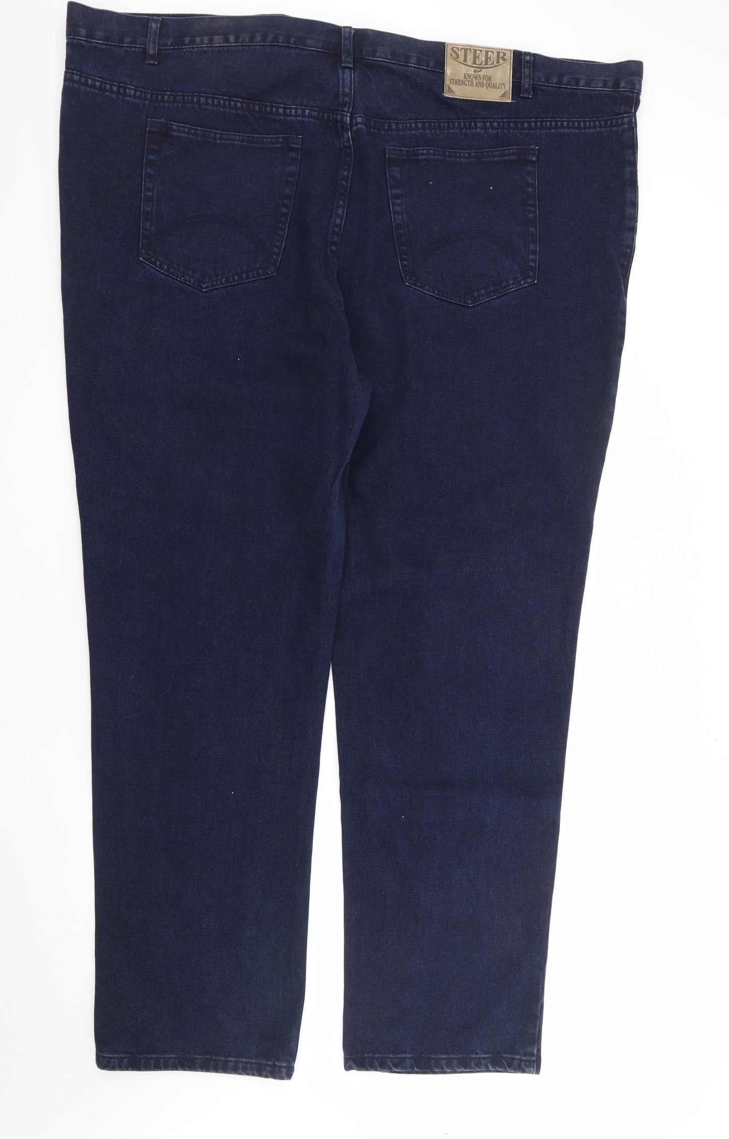 Steer Mens Blue Cotton Straight Jeans Size 52 in L32 in Regular Zip