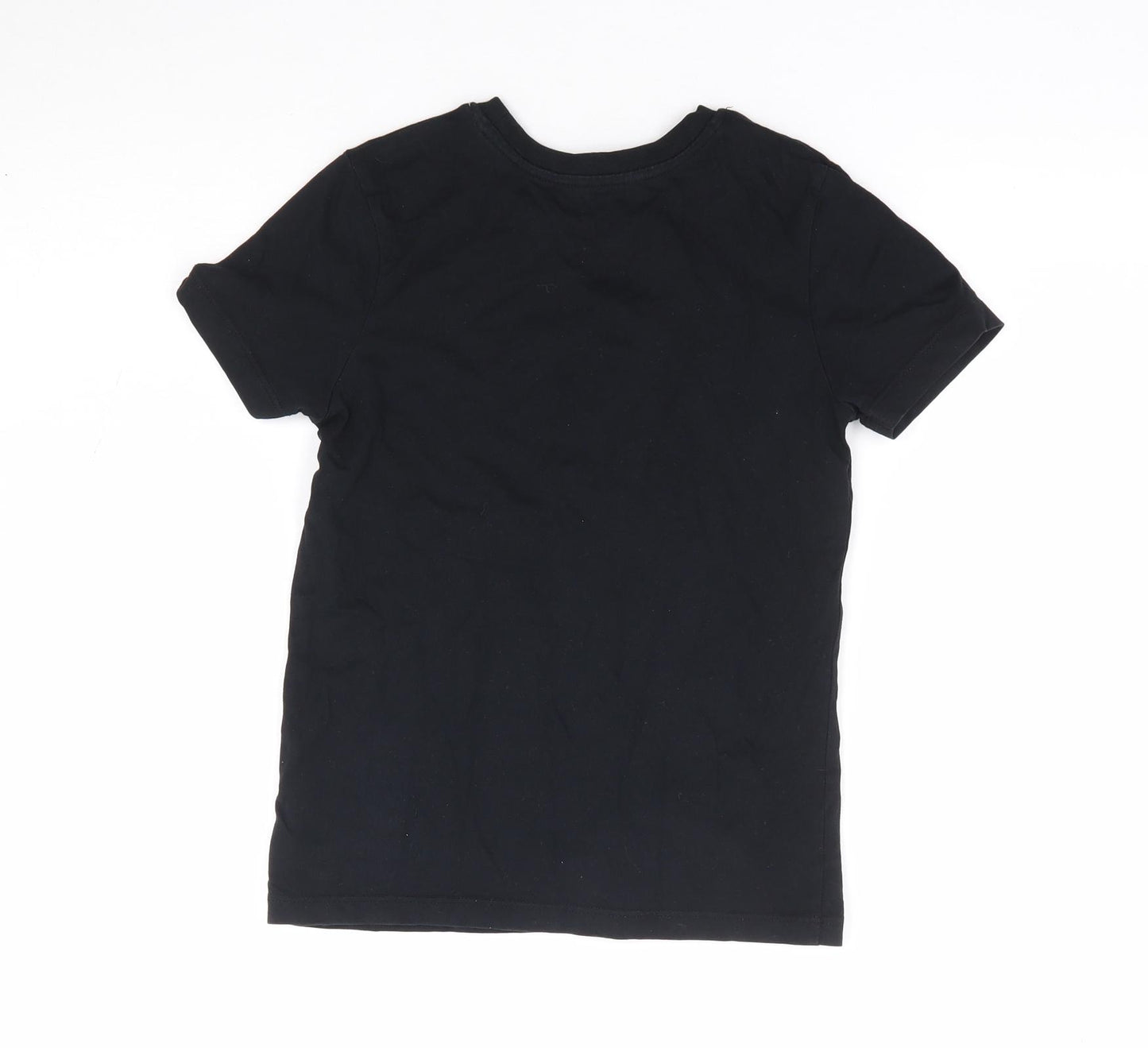 George Boys Black 100% Cotton Jersey T-Shirt Size 6-7 Years Crew Neck Pullover - Shark