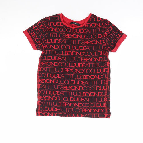 George Boys Red 100% Cotton Basic T-Shirt Size 6-7 Years Crew Neck Pullover - Cool Dude