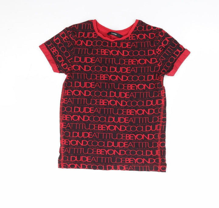 George Boys Red 100% Cotton Basic T-Shirt Size 6-7 Years Crew Neck Pullover - Cool Dude