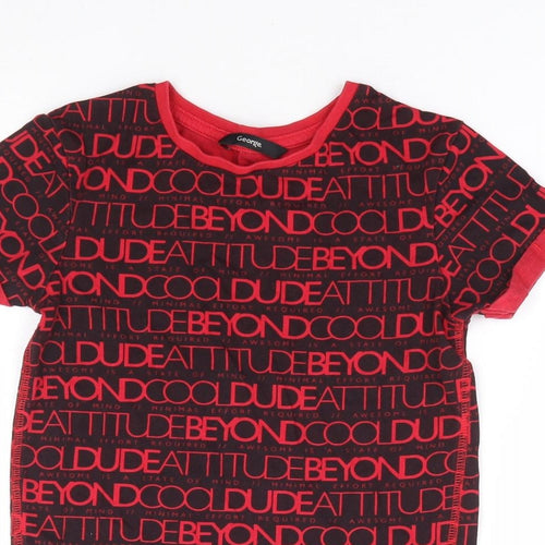 George Boys Red 100% Cotton Basic T-Shirt Size 6-7 Years Crew Neck Pullover - Cool Dude