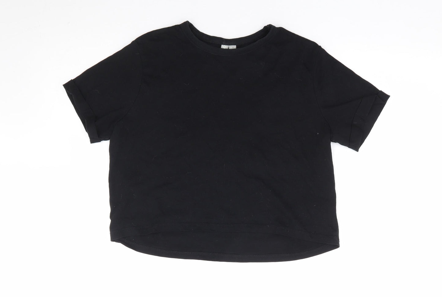 ASOS Womens Black 100% Cotton Cropped T-Shirt Size 8 Round Neck