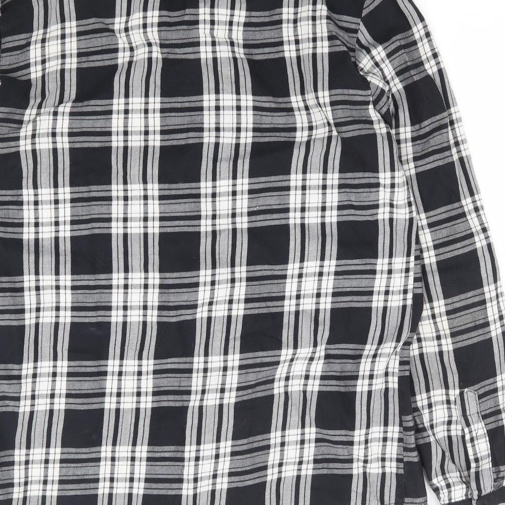 Zara Womens Black Plaid 100% Cotton Jersey Button-Up Size XS Collared